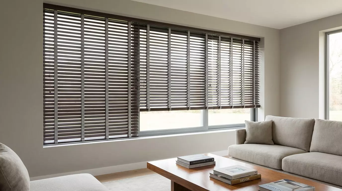 Raamdecoratie 10 tips om brede ramen strak af te werken met jaloezieen en ladderband.