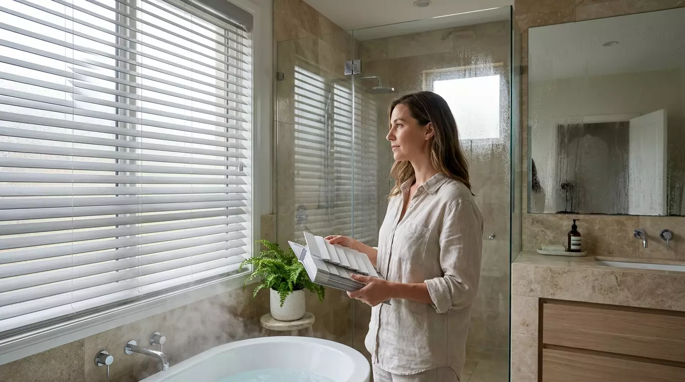 Blog Raamdecoratie 6 tips om jaloezieen te kiezen voor vochtige ruimtes zoals badkamer en keuken.