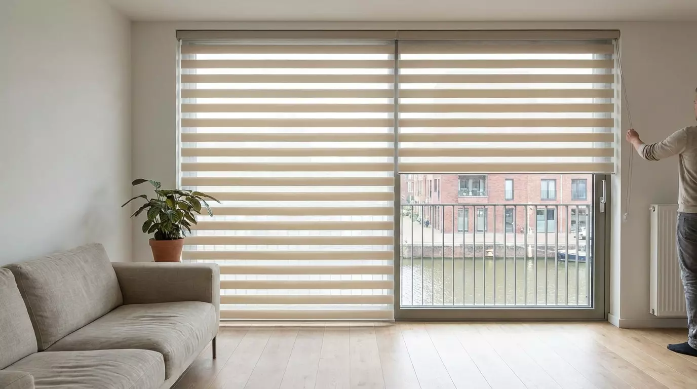 Raamdecoratie Day night gordijn beige