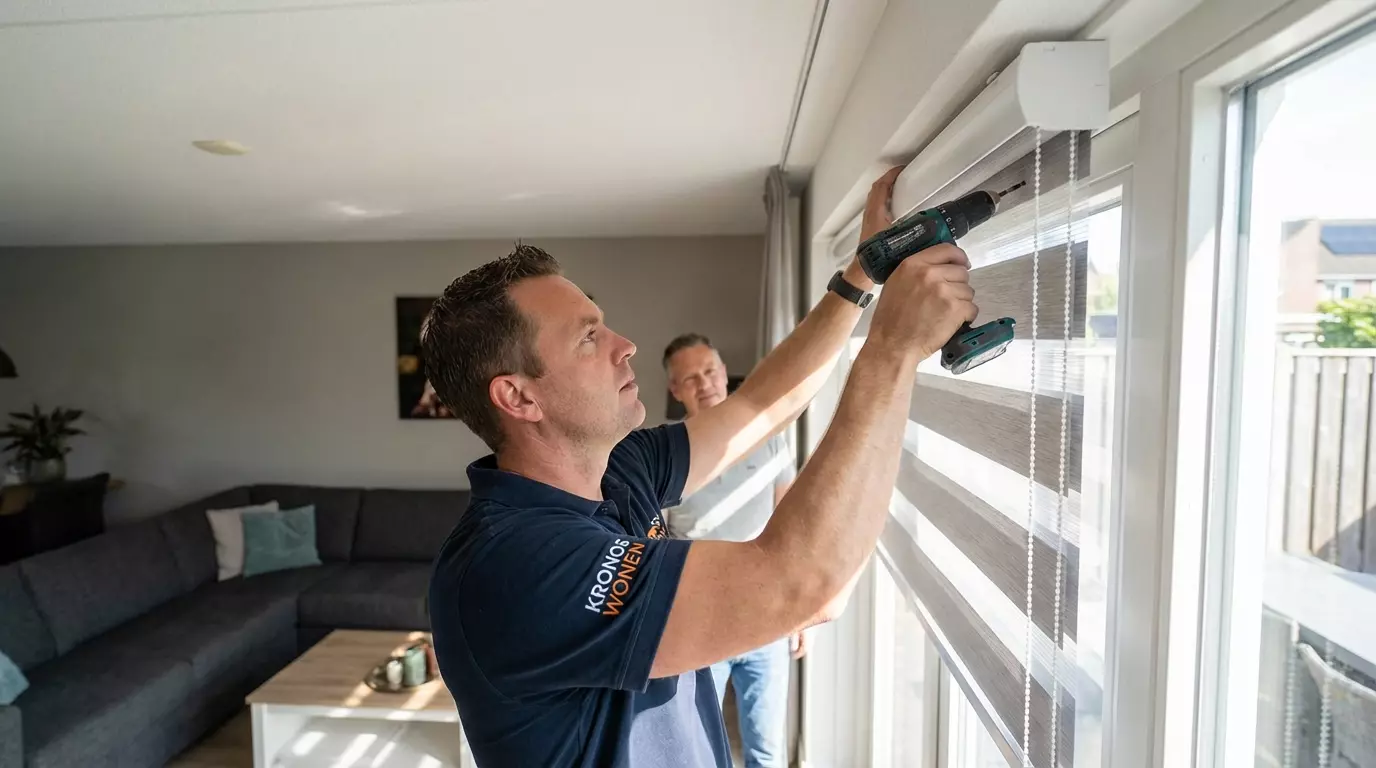 Raamdecoratie Day night gordijn plaatsen