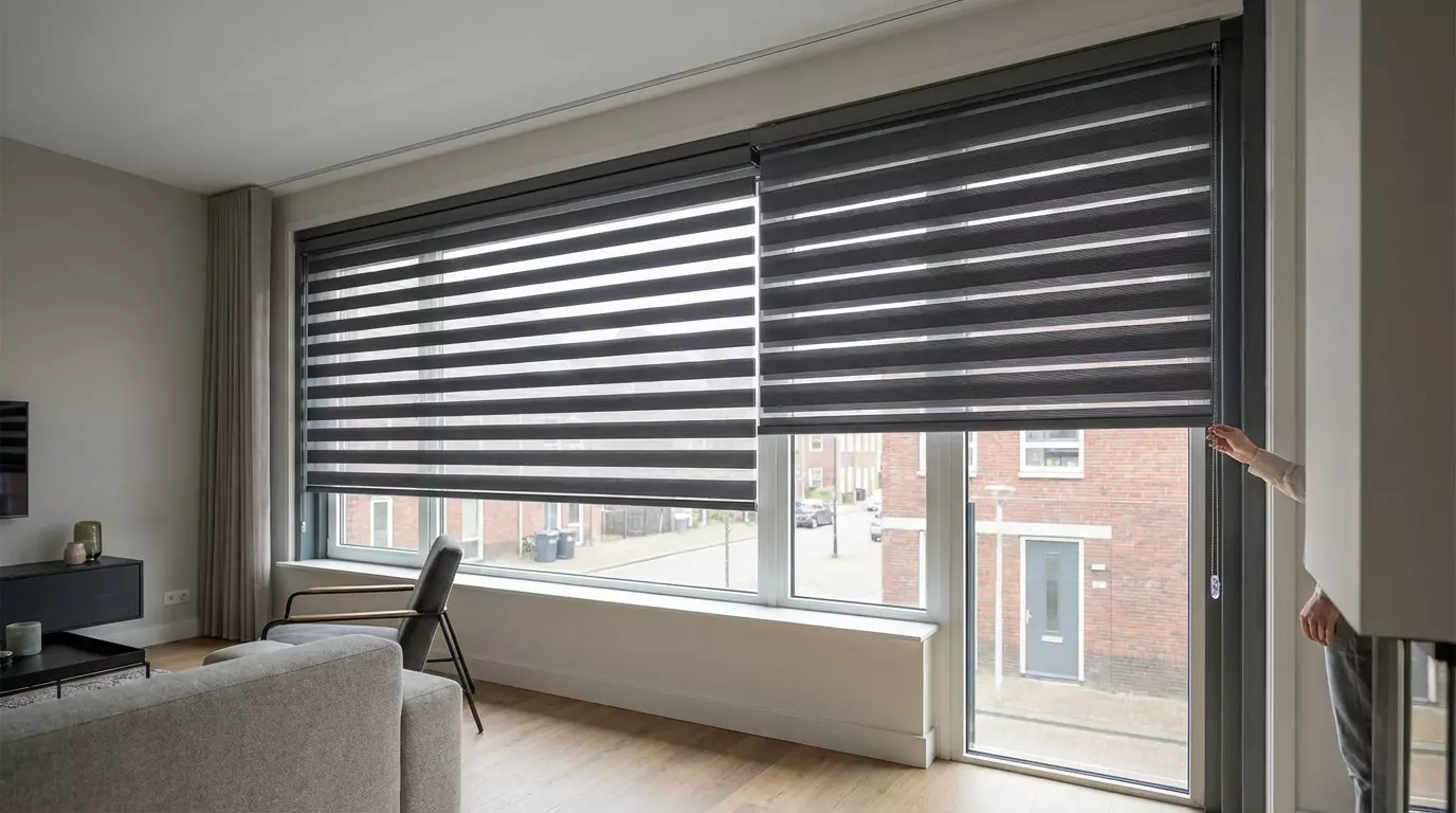 Raamdecoratie Day night in frame antraciet