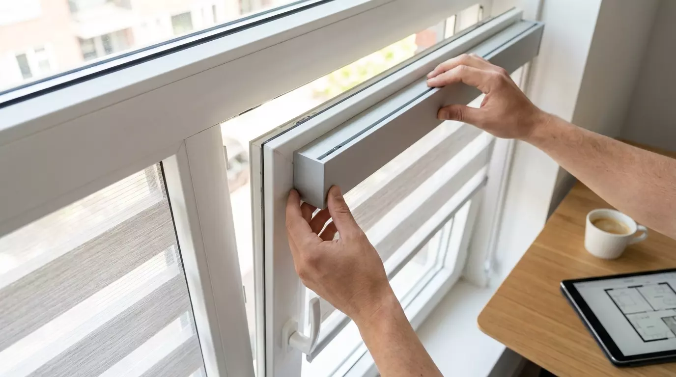 Raamdecoratie Day night in frame zonder boren