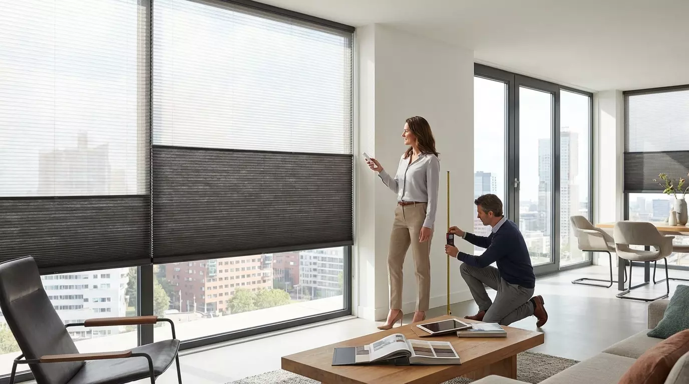 Raamdecoratie Day night plisse elektrisch