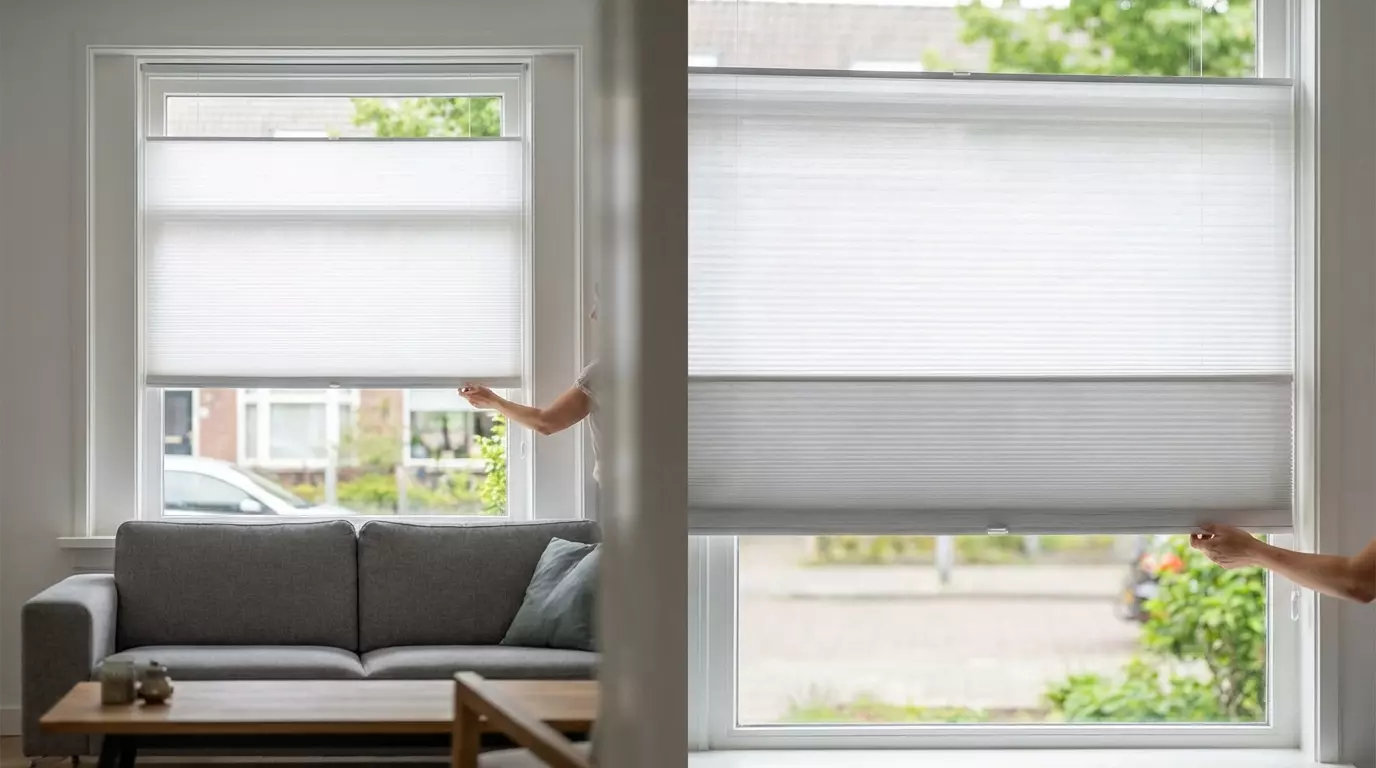 Raamdecoratie Day night plisse wit