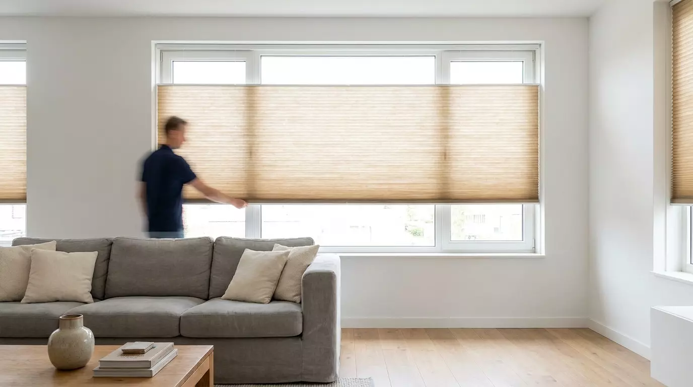 Raamdecoratie Dubbele plisse beige