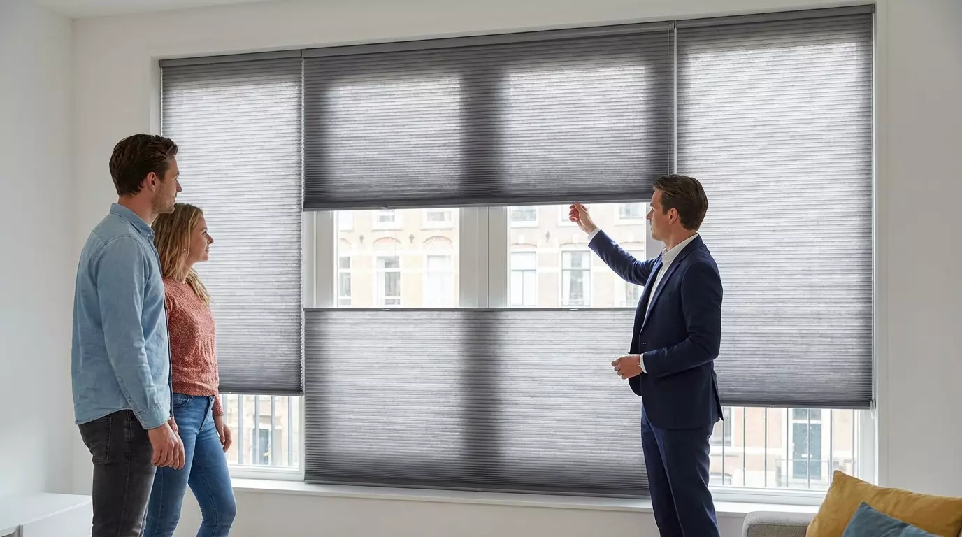 Raamdecoratie Dubbele plisse grijs