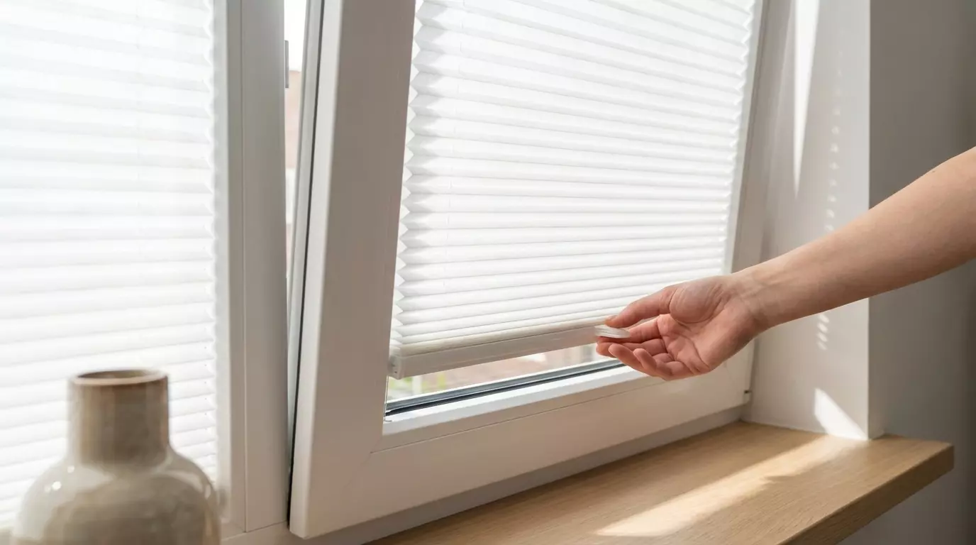 Raamdecoratie Dubbele plisse wit