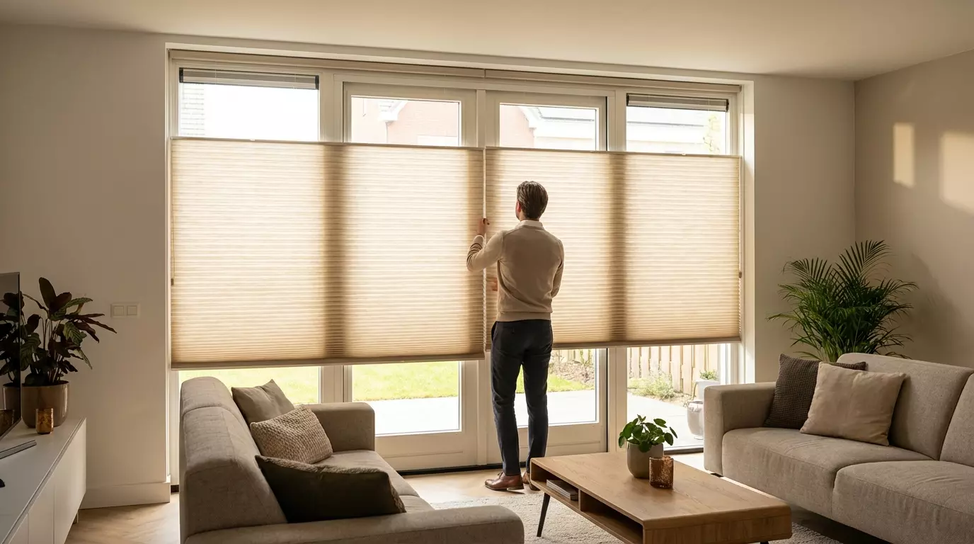 Raamdecoratie Dubbele plisse zijgeleiding