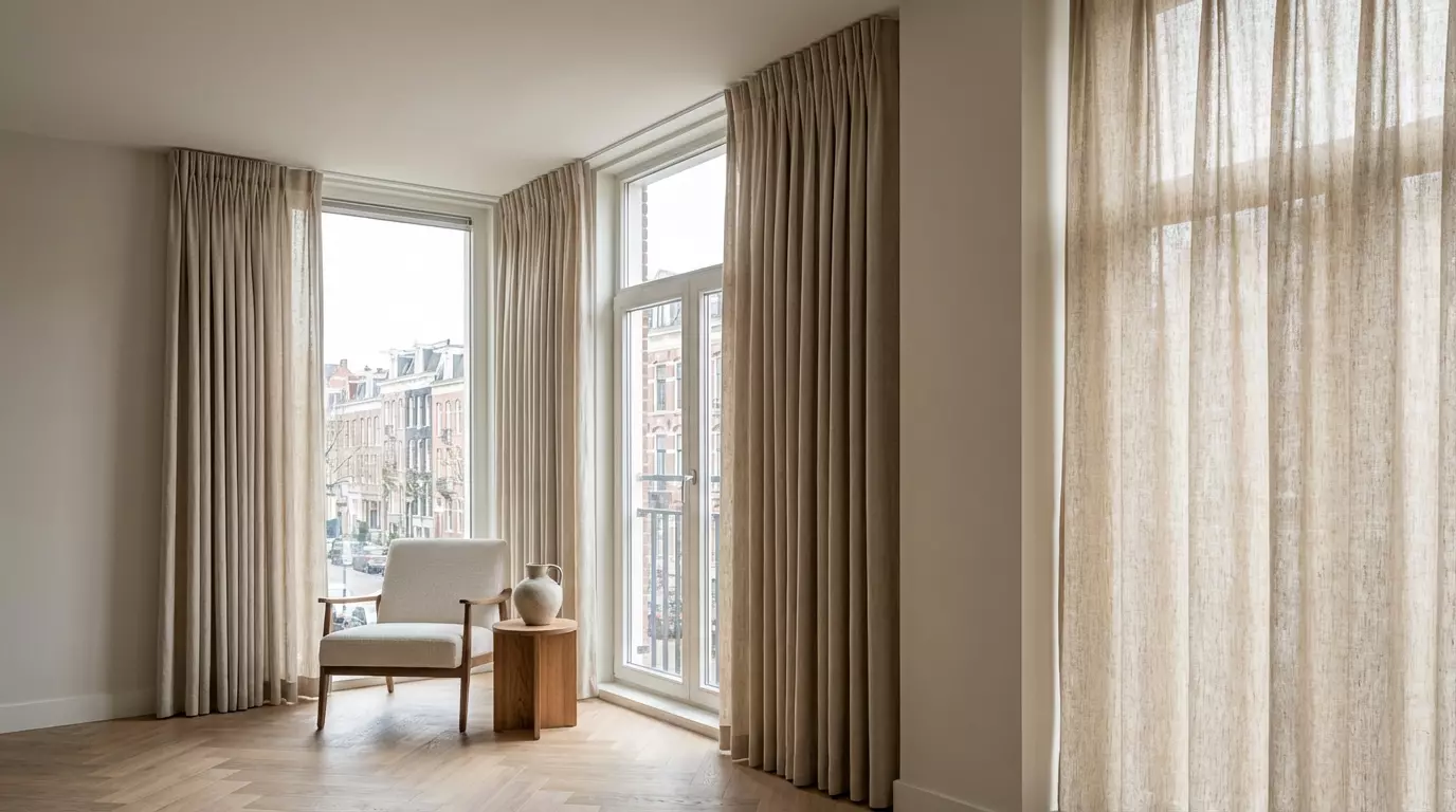 Raamdecoratie Dubbele plooi gordijnen
