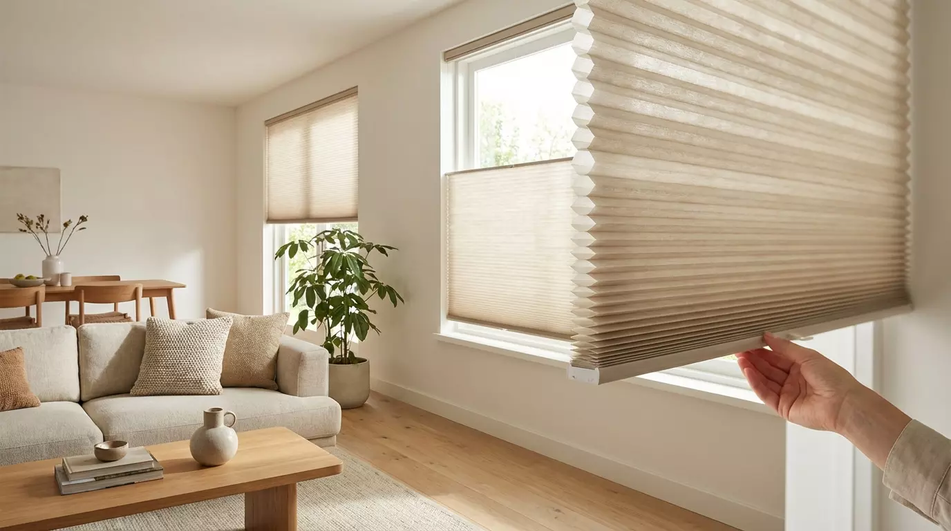 Raamdecoratie Duette gordijn beige