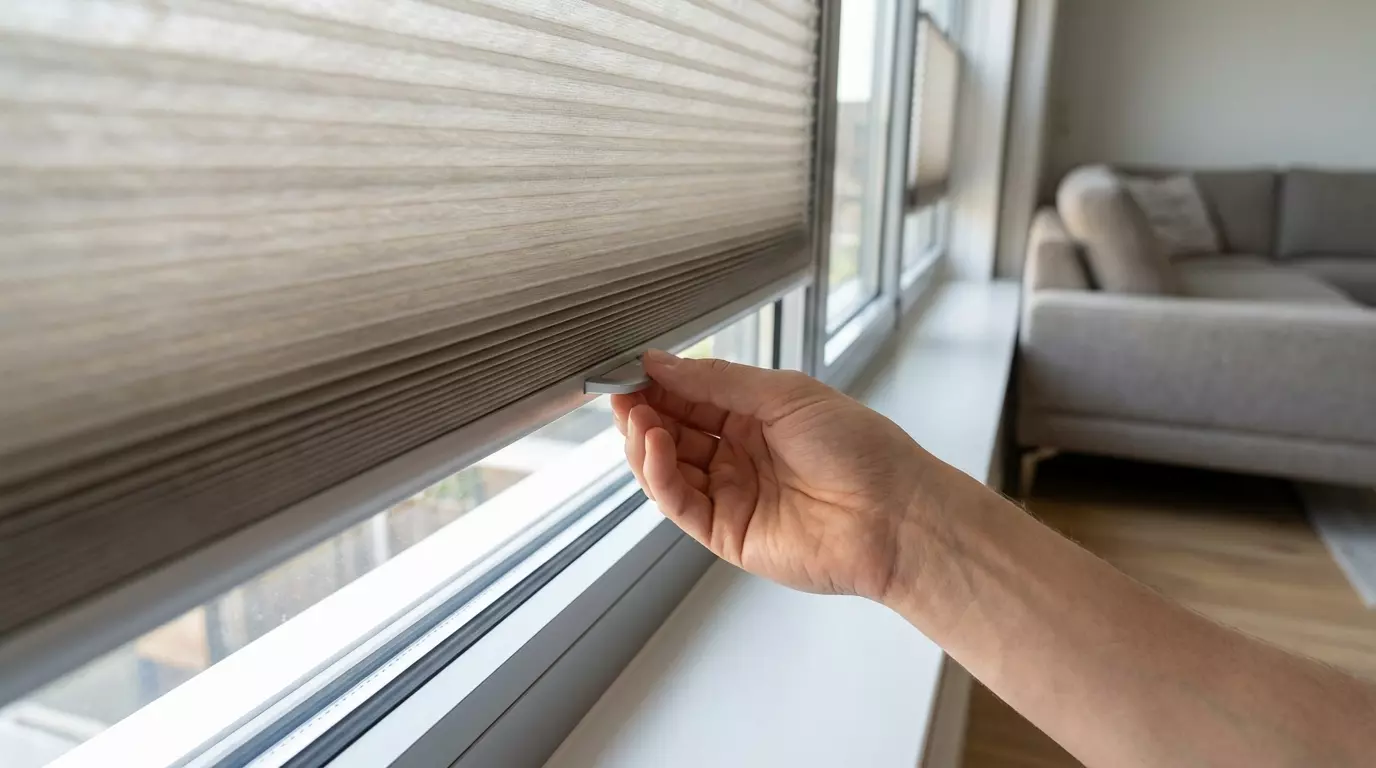 Raamdecoratie Duette handgreep bediening