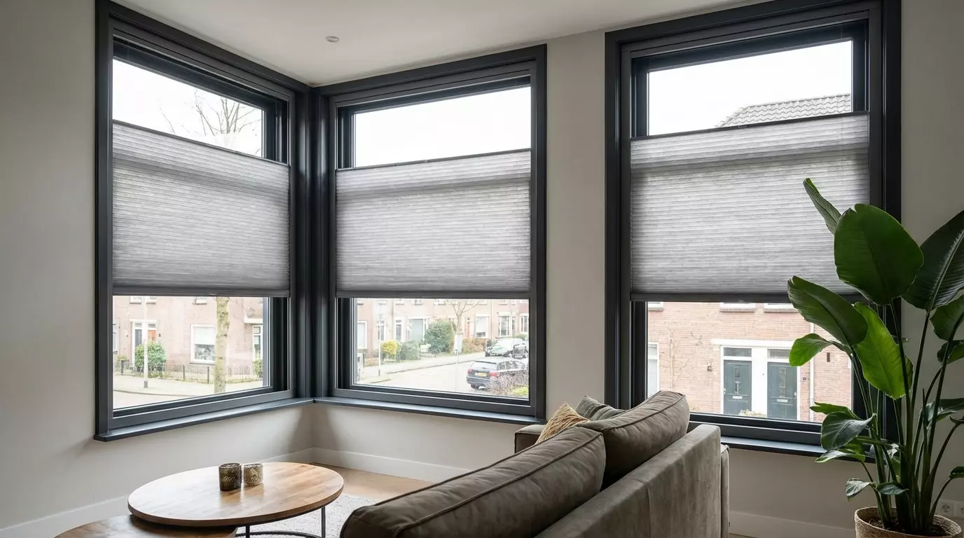 Raamdecoratie Duette in frame antraciet