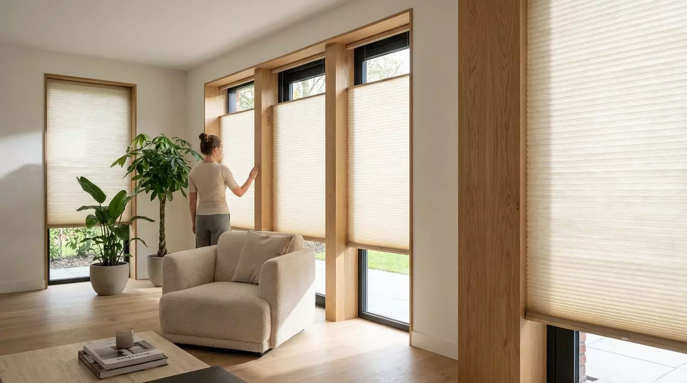 Raamdecoratie Duette in frame hout