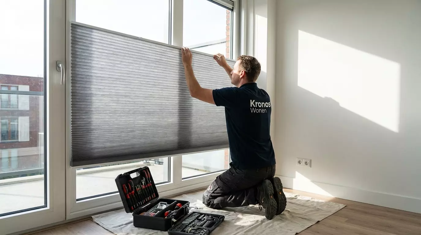 Raamdecoratie Duette in frame plaatsen