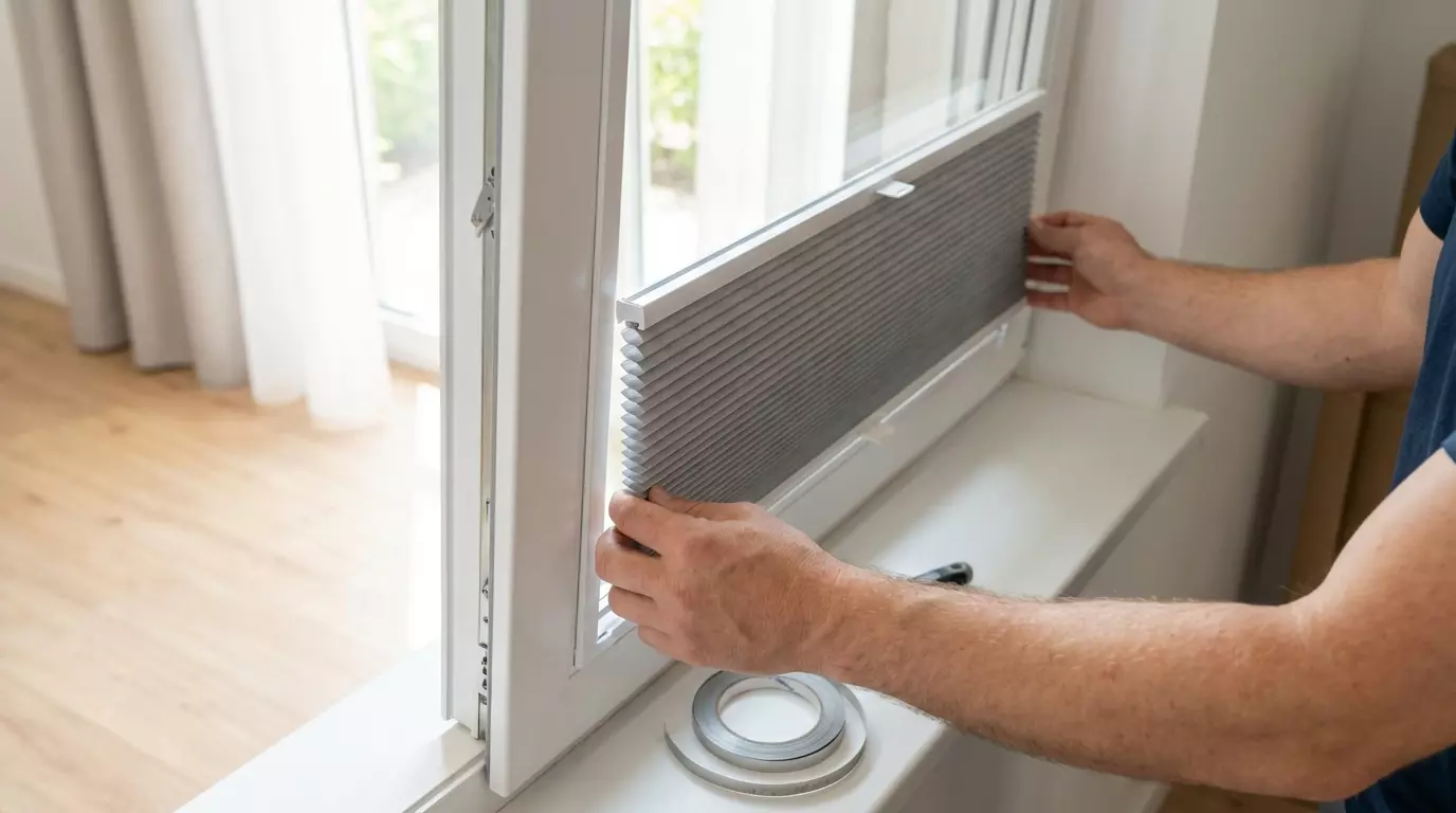 Raamdecoratie Duette in frame staalband