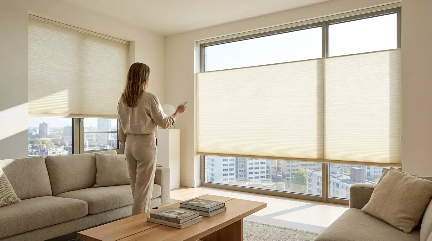 Raamdecoratie Duette shades elektrisch