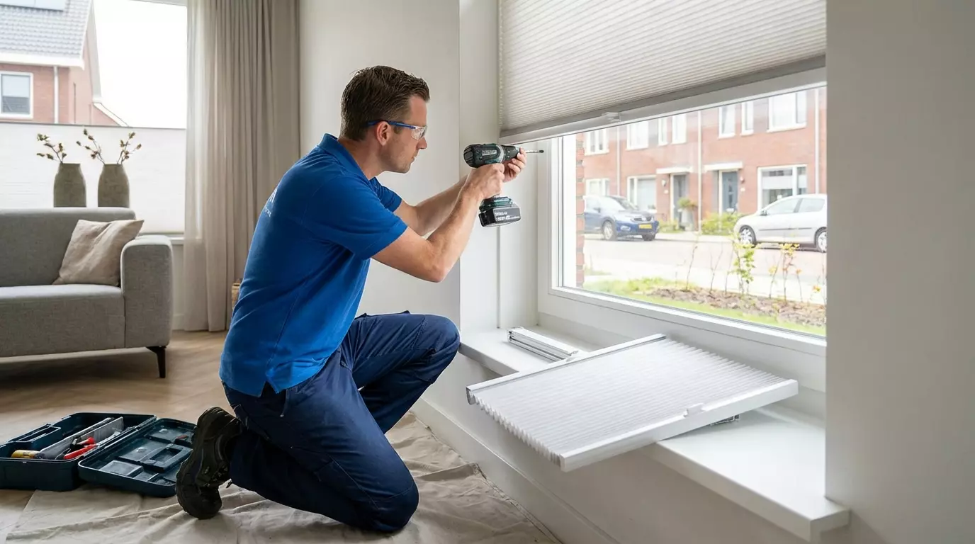 Raamdecoratie Duette shades montage