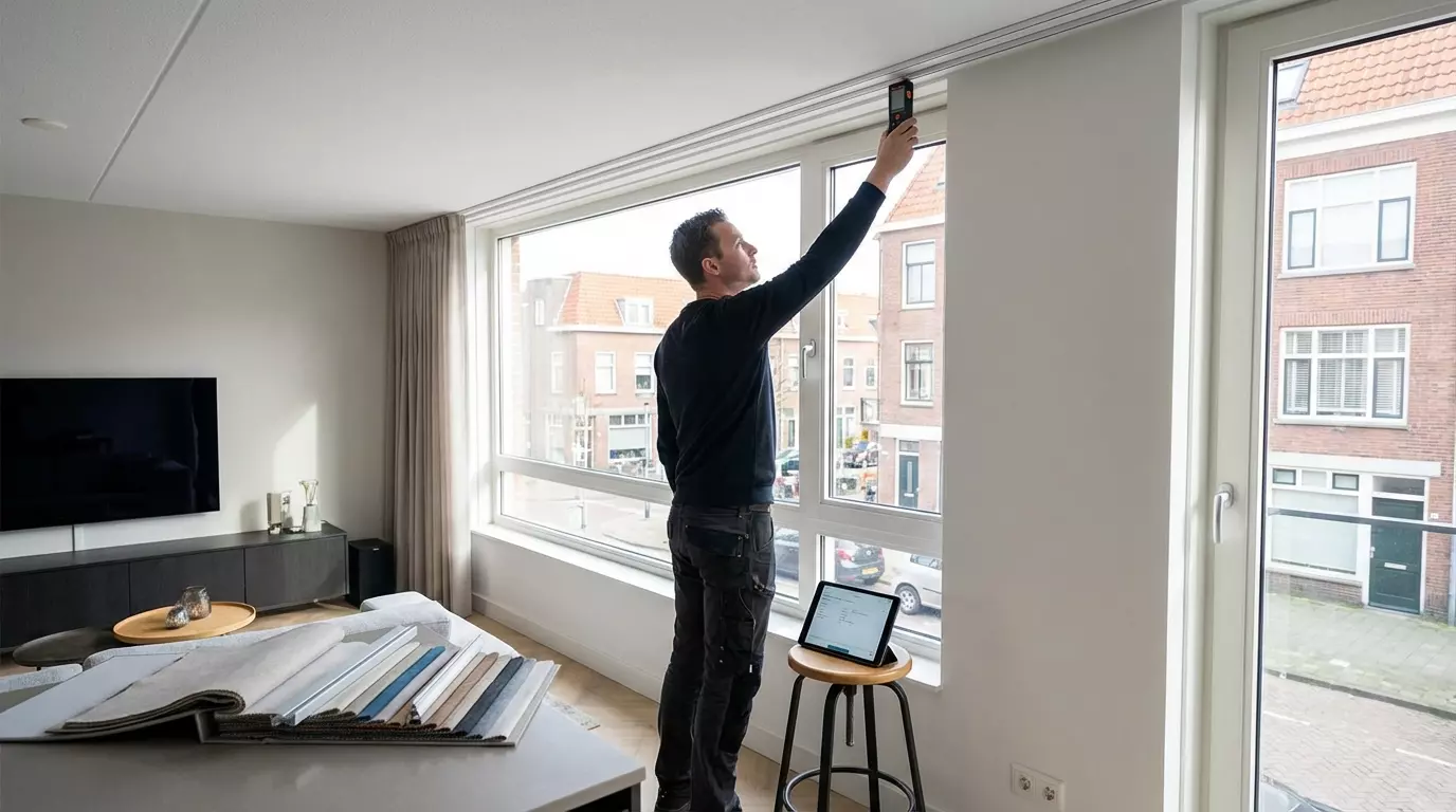 Raamdecoratie Gordijnen met rails op maat