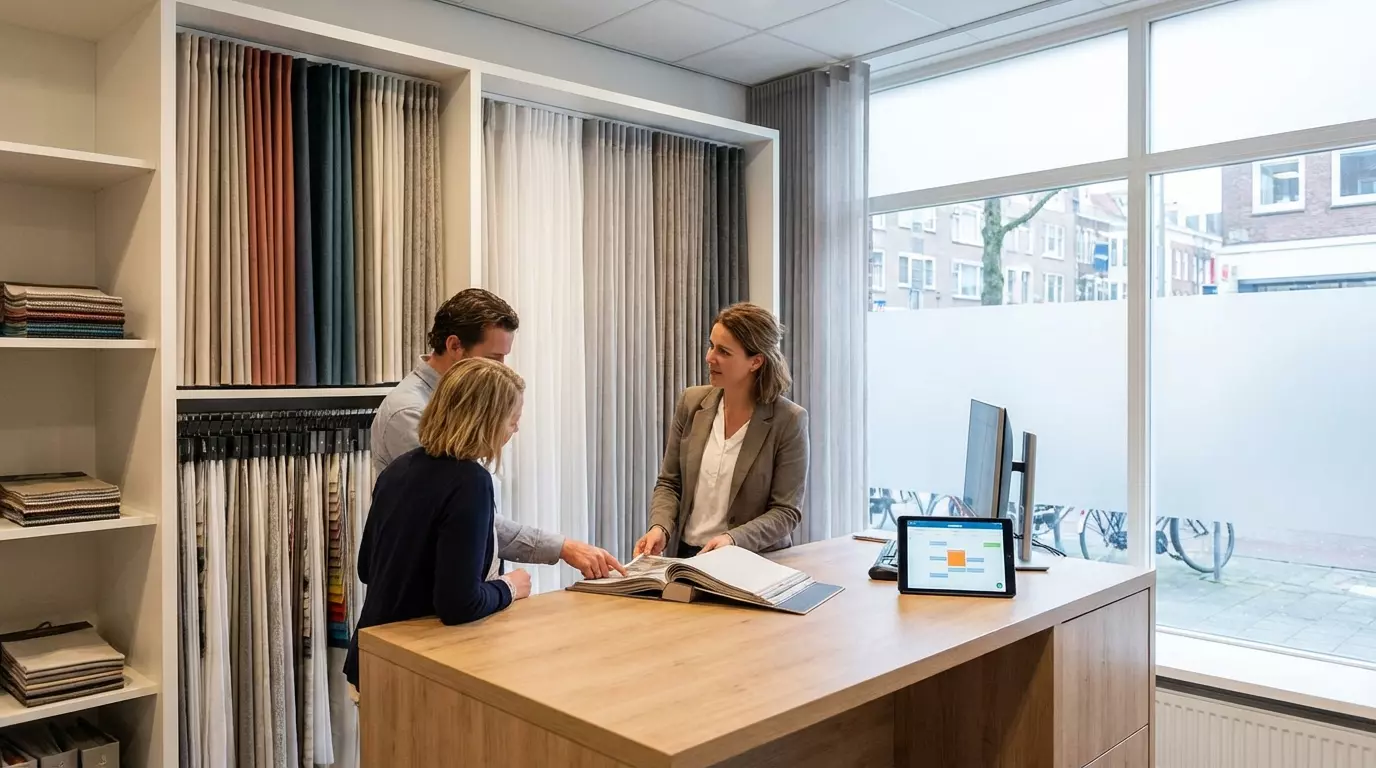 Raamdecoratie Gordijnen showroom afspraak maken