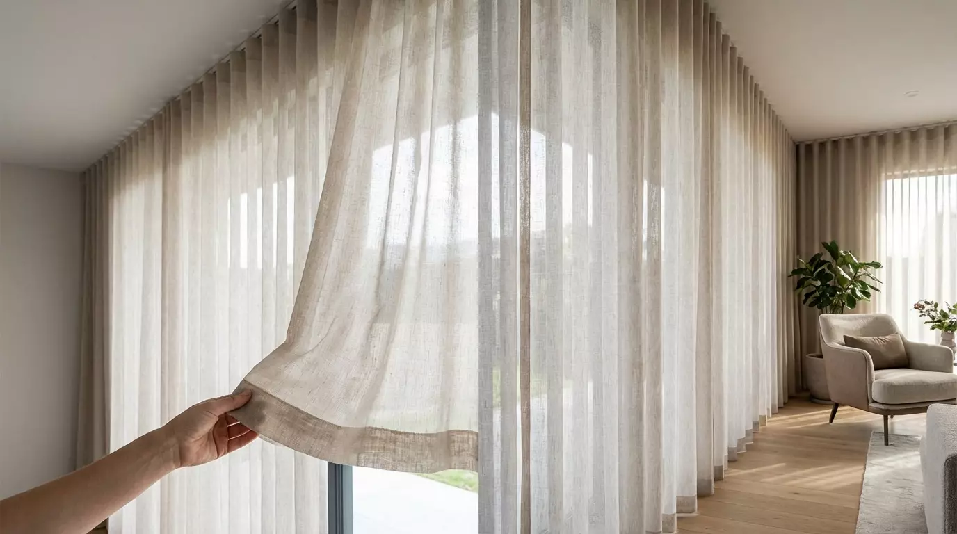 Raamdecoratie Inbetweens met wave plooi op maat