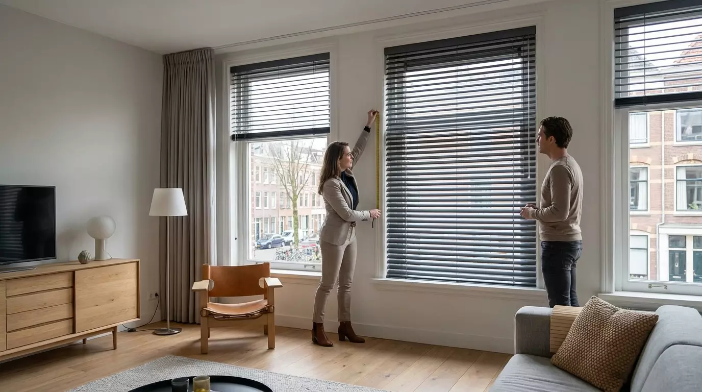 Raamdecoratie Jaloezie in frame staalband