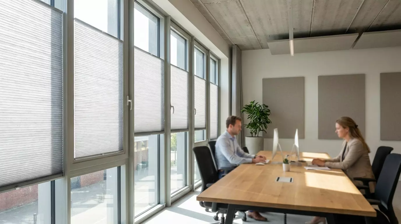 Raamdecoratie Kantoor plisségordijnen