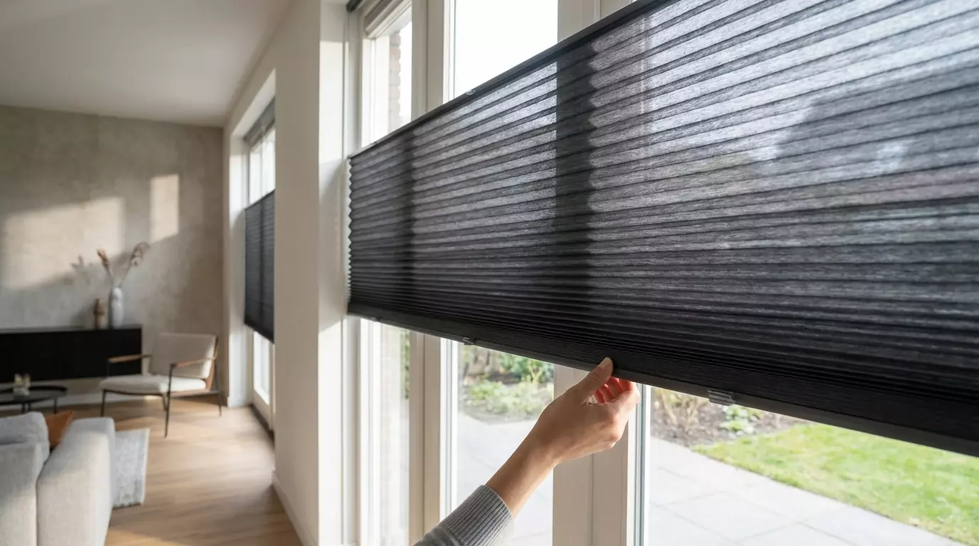 Raamdecoratie Plisse gordijn antraciet