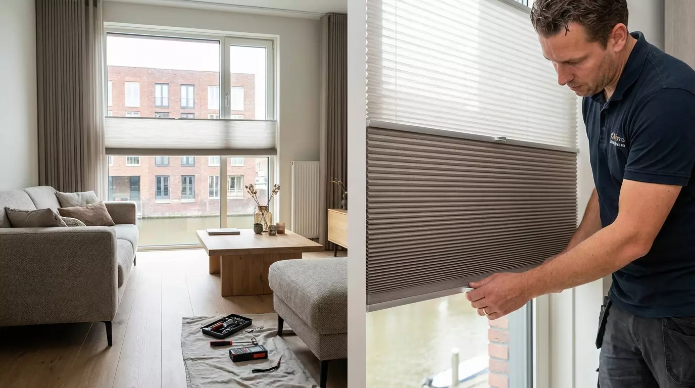 Raamdecoratie Plisse gordijn duo