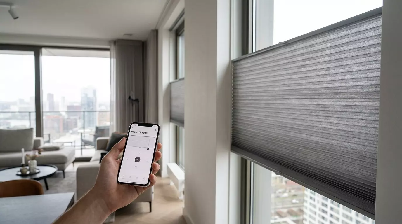 Raamdecoratie Plisse gordijn elektrisch