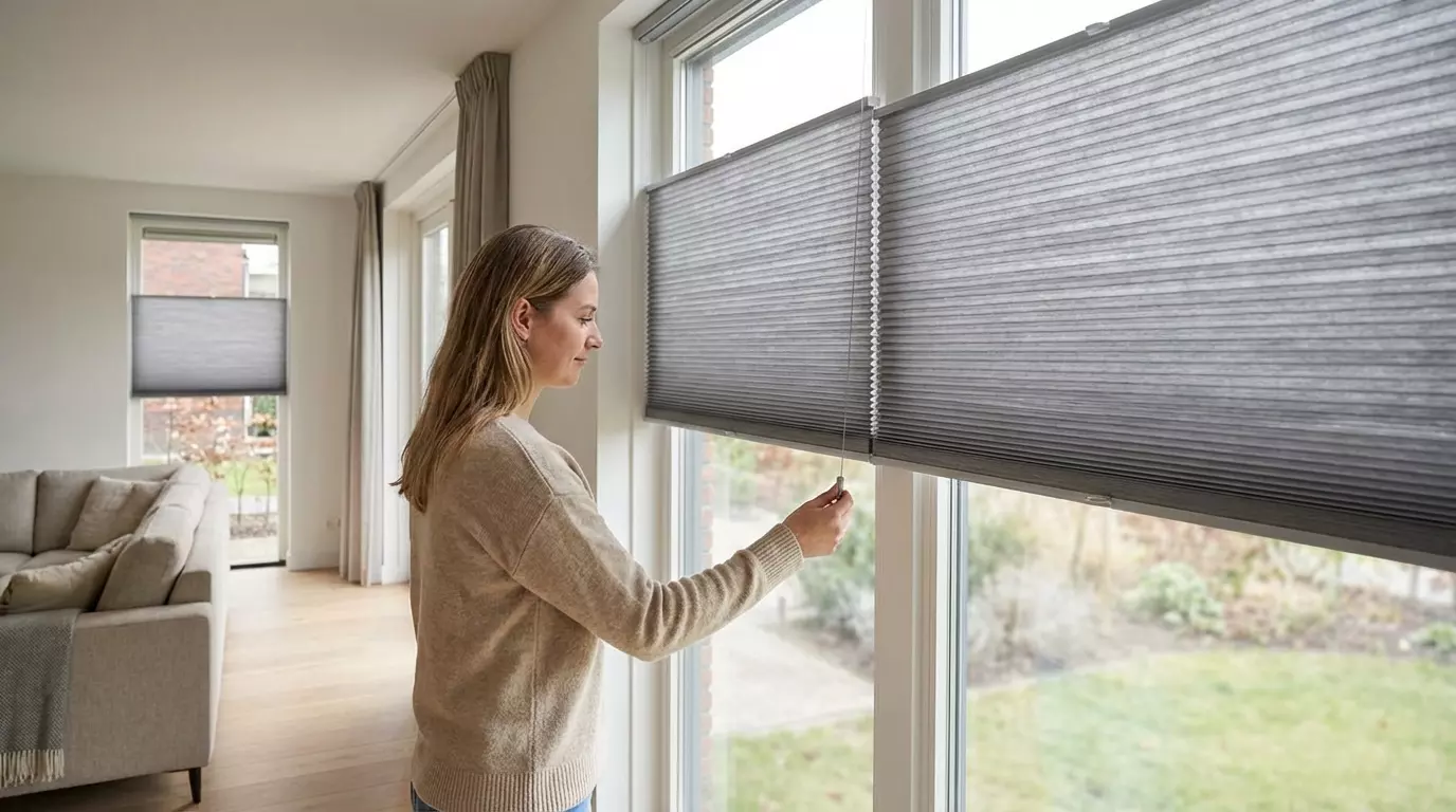 Raamdecoratie Plisse gordijn grijs