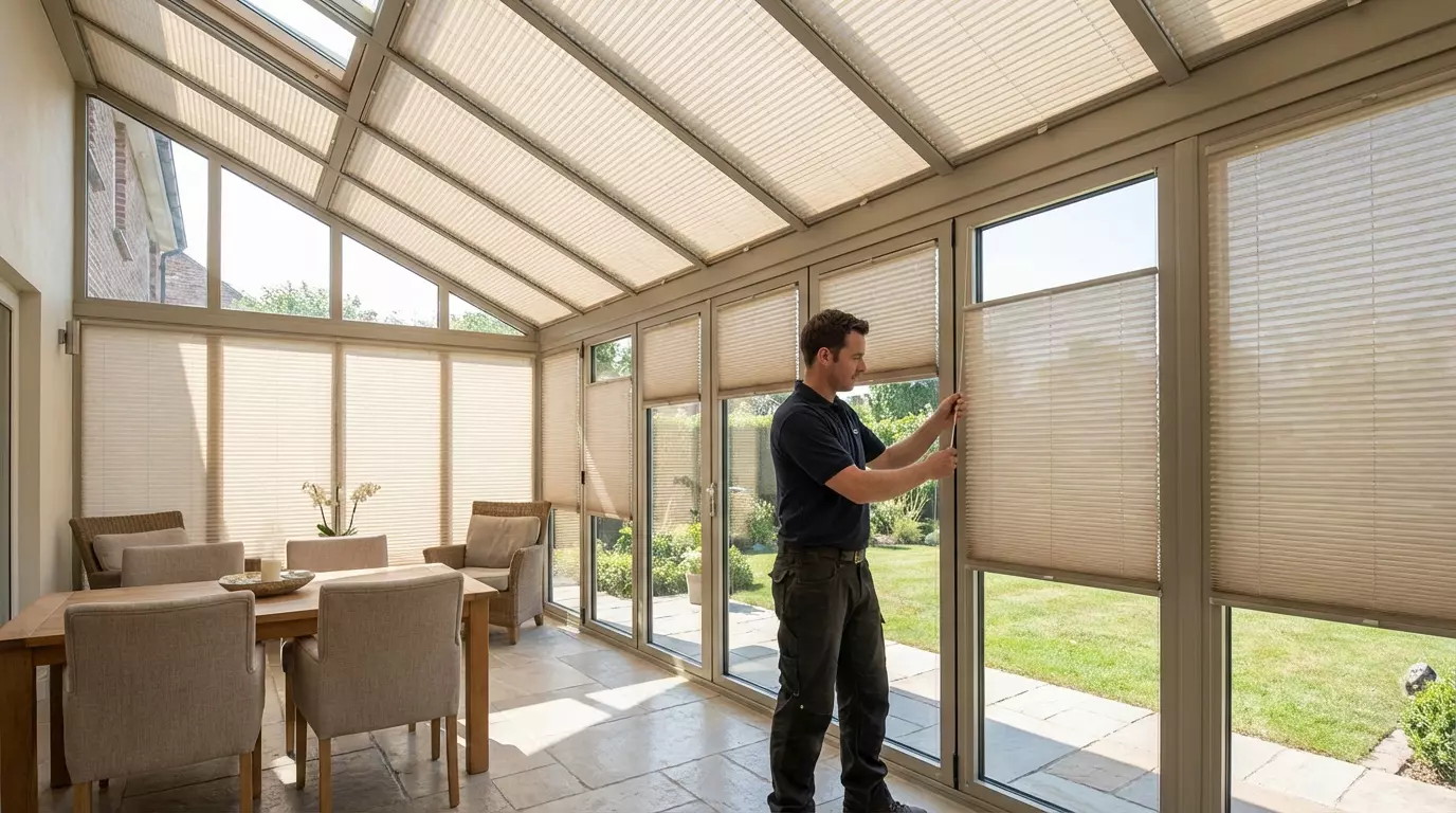 Raamdecoratie Plisse gordijn serre