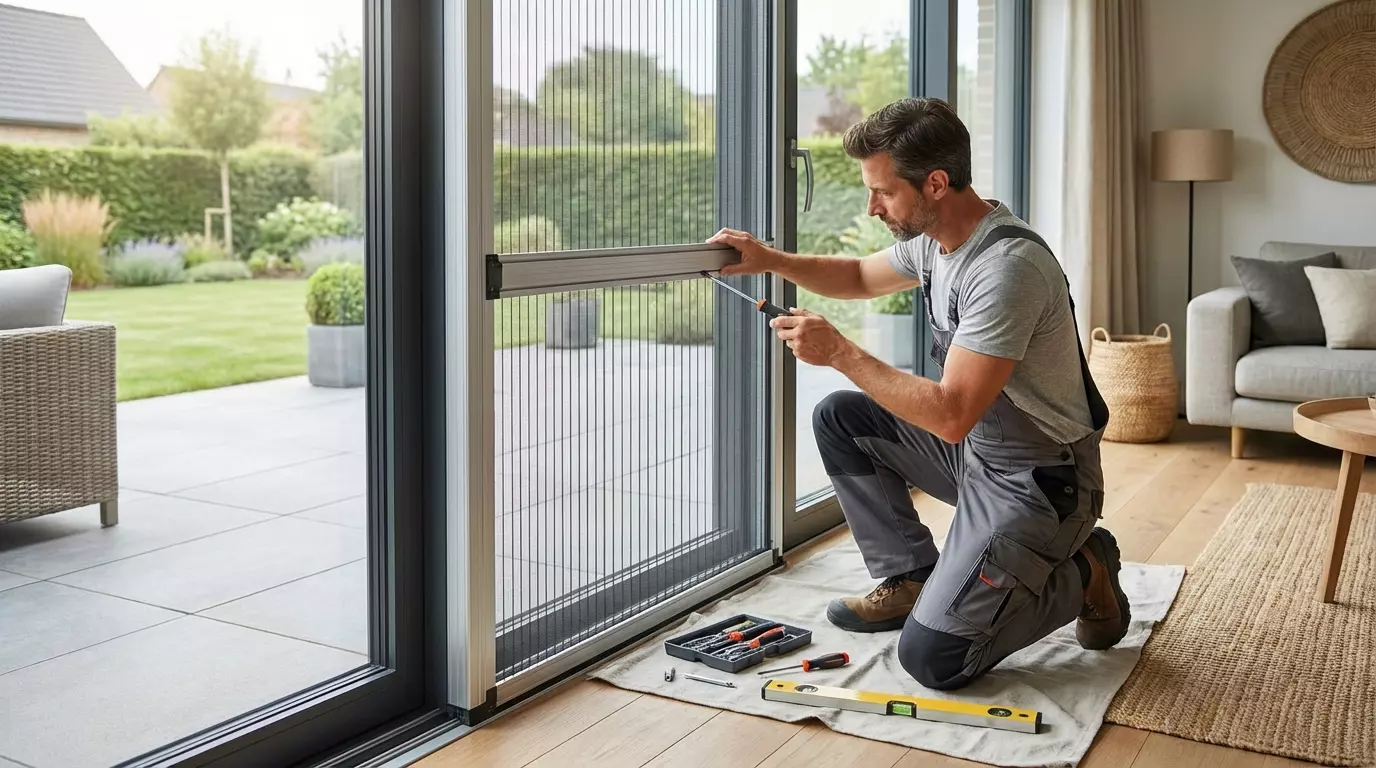 Raamdecoratie Plisse hordeur montage