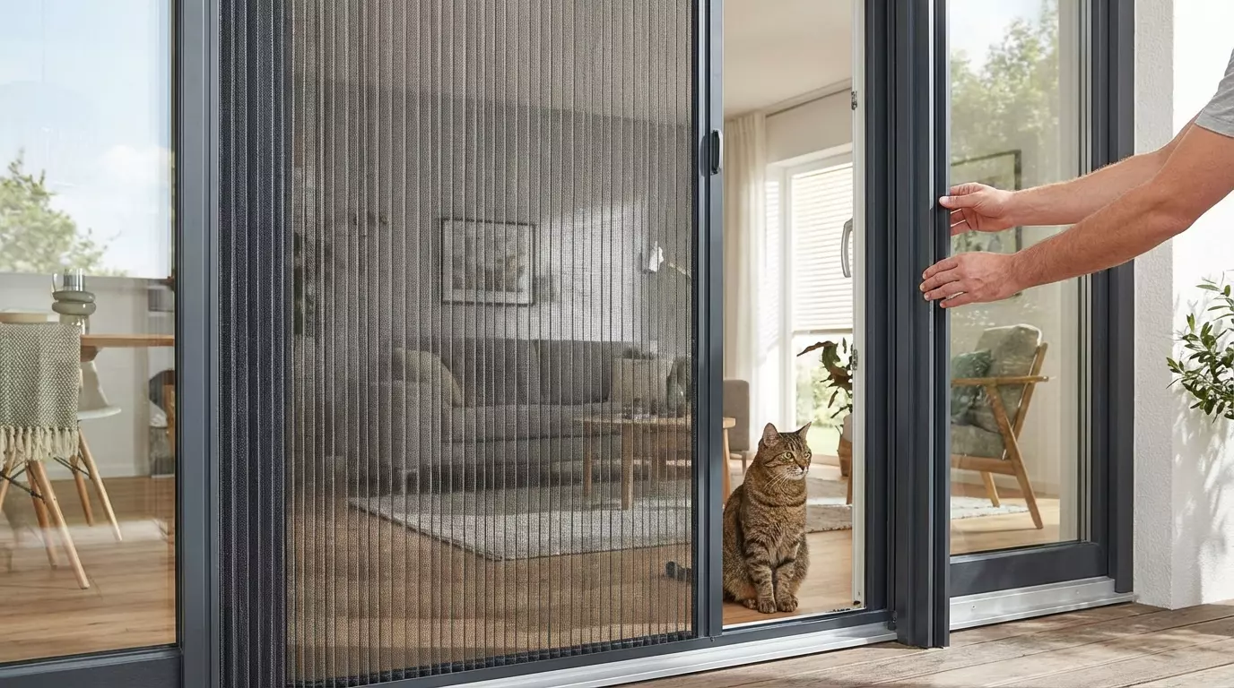 Raamdecoratie Plisse hordeur petscreen