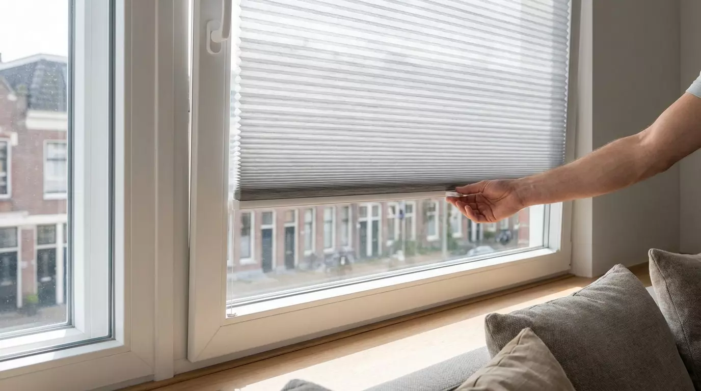 Raamdecoratie Plisse in frame klikframe