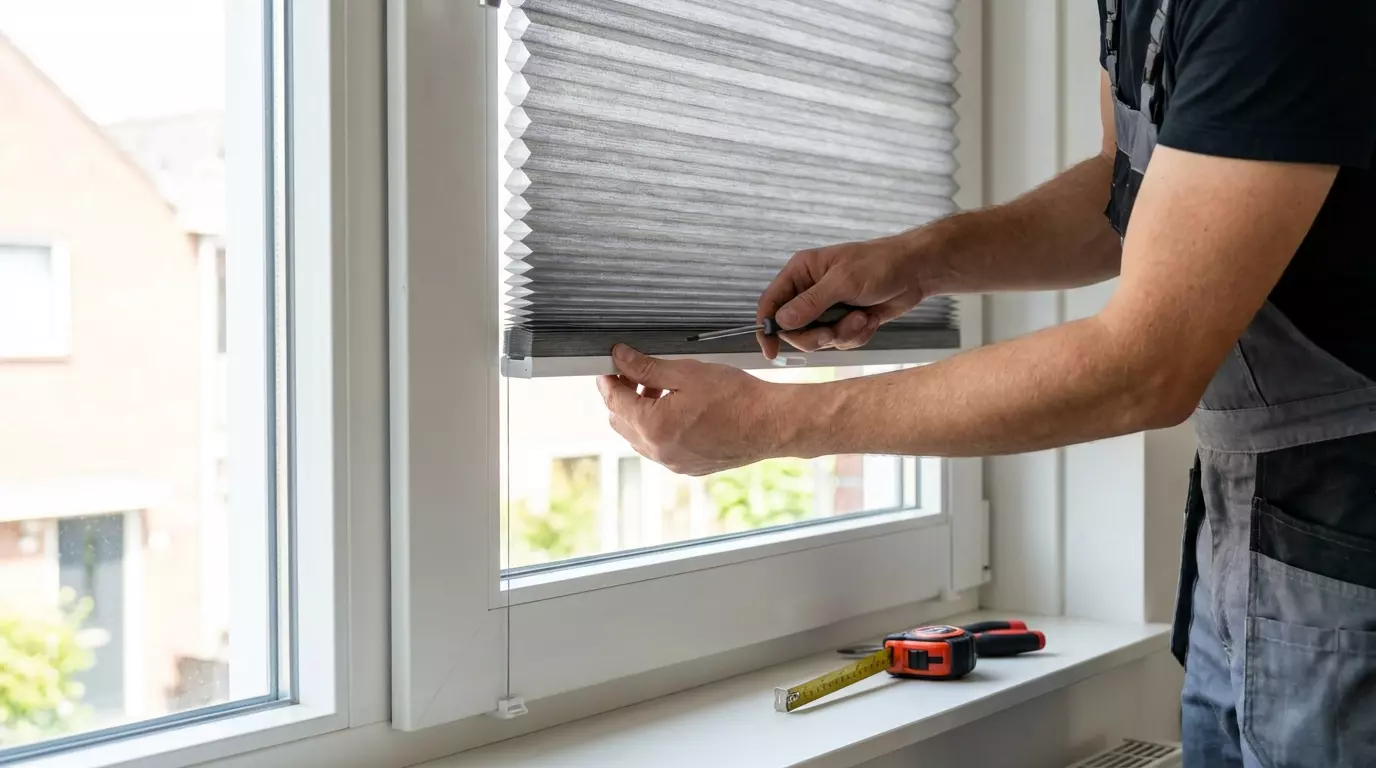 Raamdecoratie Plisse in frame montage