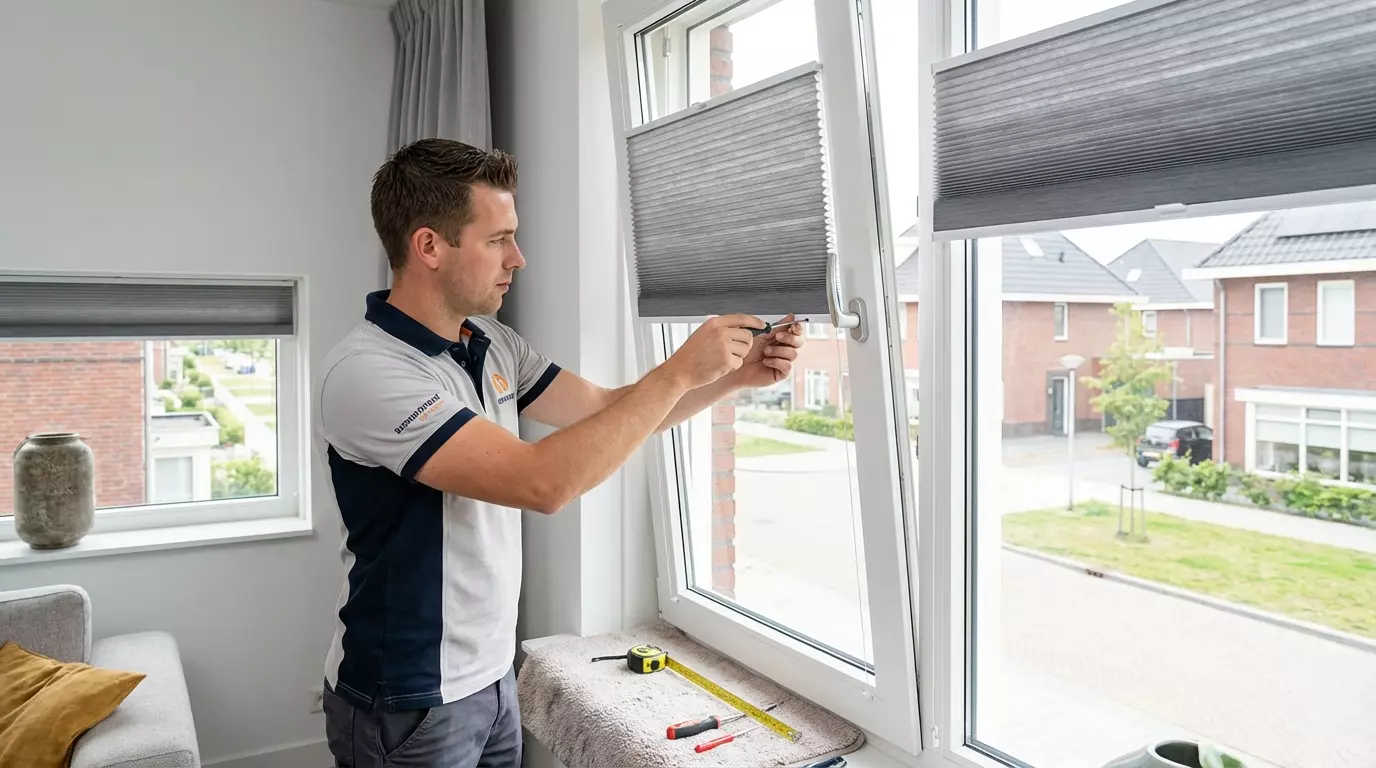 Raamdecoratie Plisse in frame