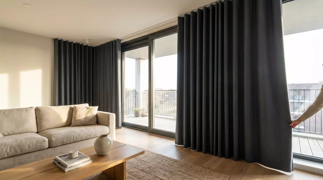 Raamdecoratie Verduisterende gordijnen voor schuifpui op maat