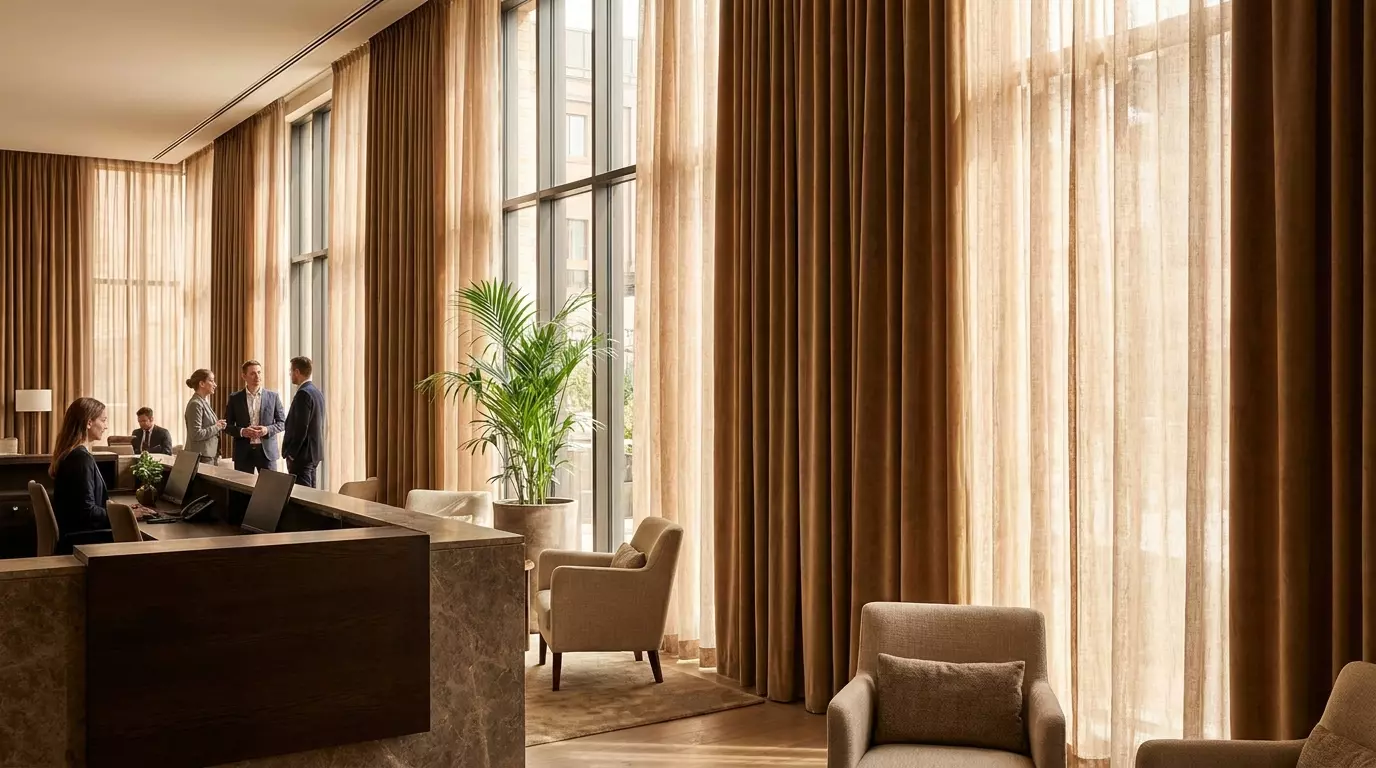 Raamdecoratie Hoe kies je gordijnen die sfeer geven in een ontvangstruimte of lobby?