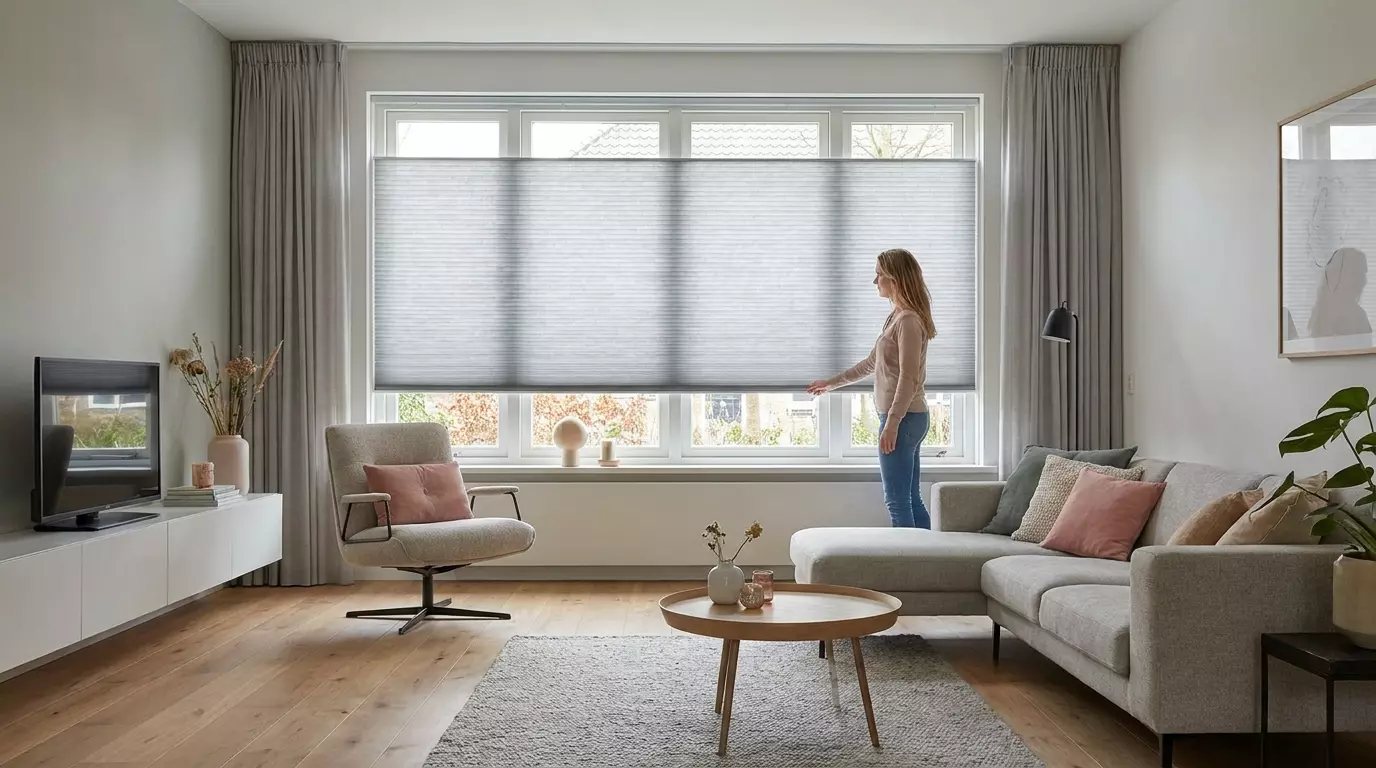 Raamdecoratie Honingraat gordijn