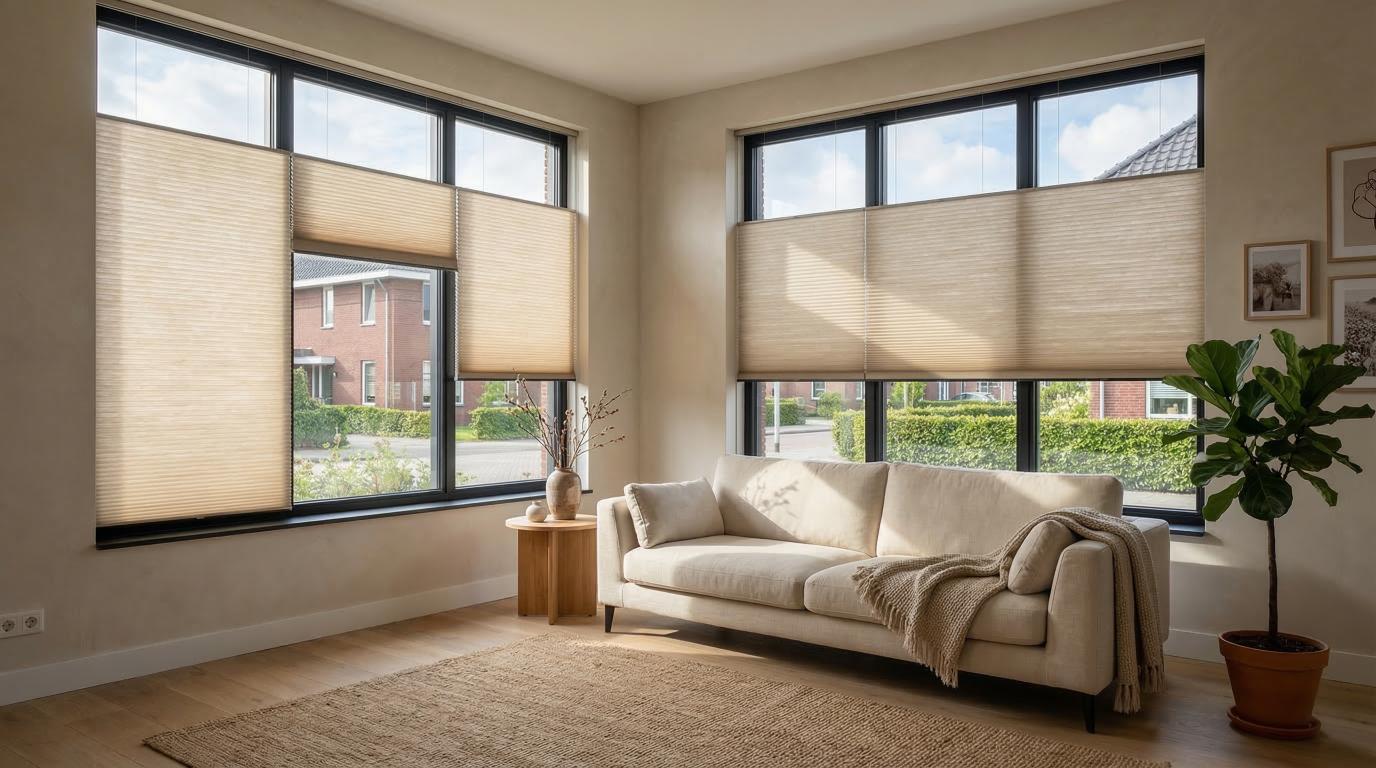 Plissés en duettes combineren een strakke look met comfort. Ze filteren daglicht, beperken inkijk en helpen bij isolatie. Kronos Wonen maakt ze op maat, passend bij elk raamtype en elke ruimte.