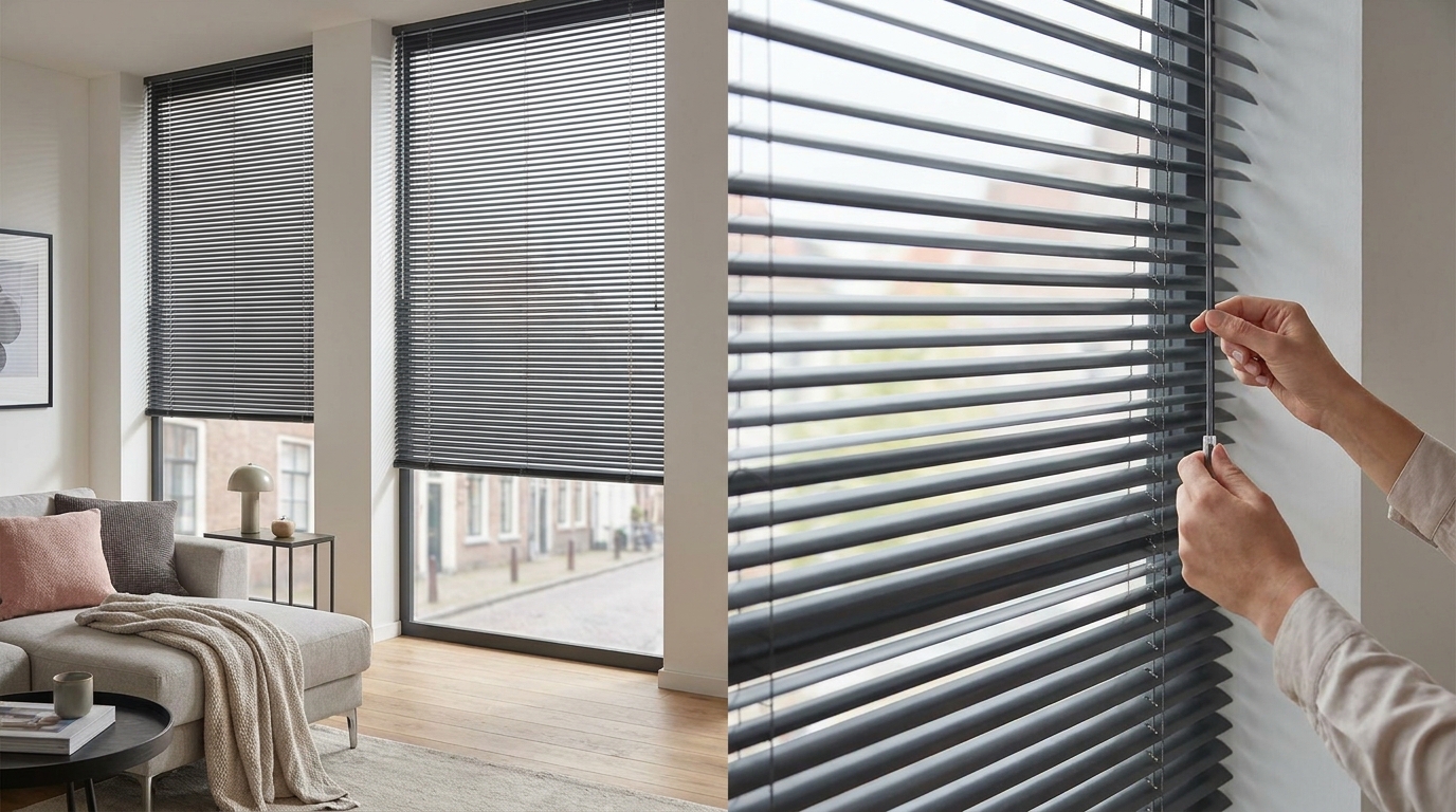 Raamdecoratie Aluminium jaloezie antraciet