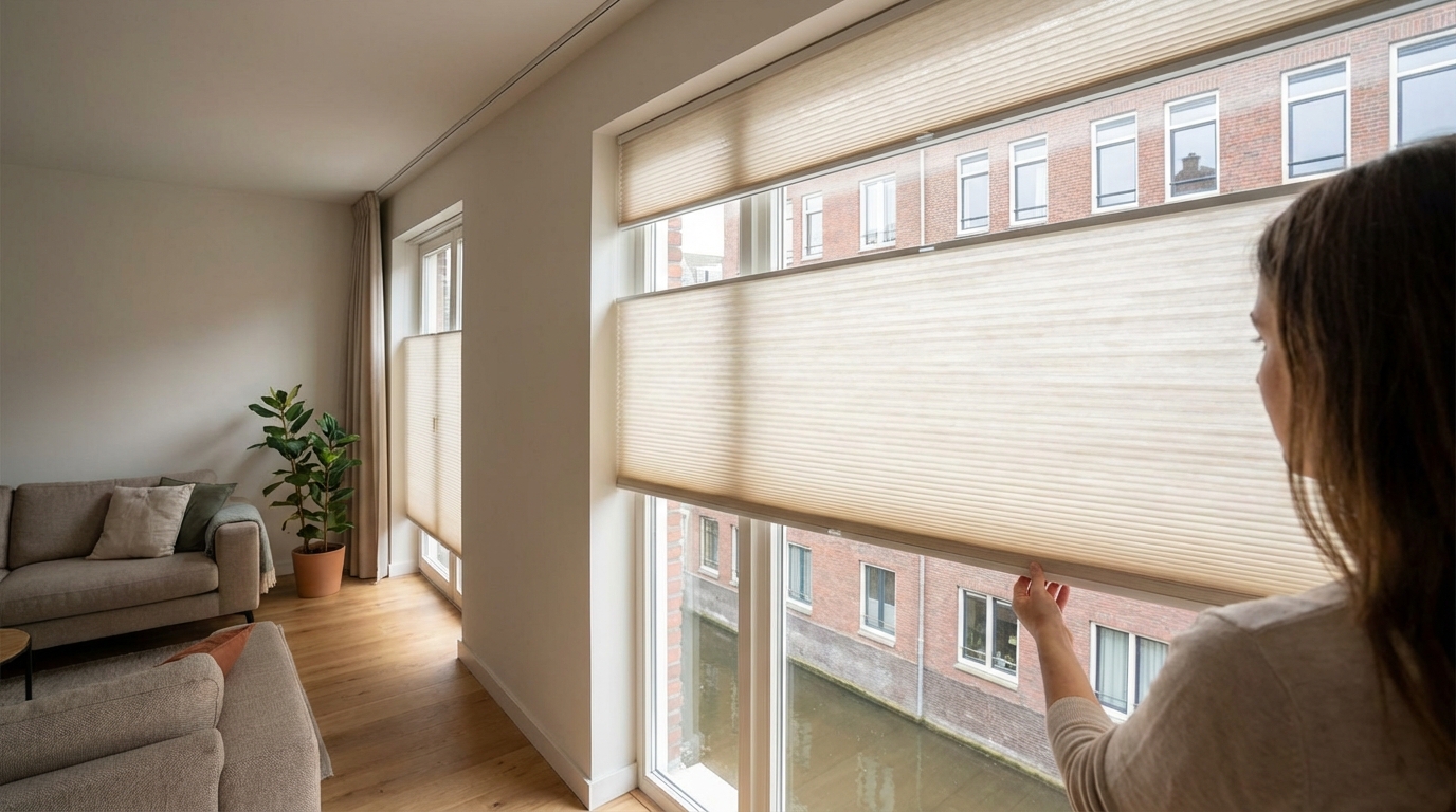 Raamdecoratie Dubbele plisse lichtdoorlatend