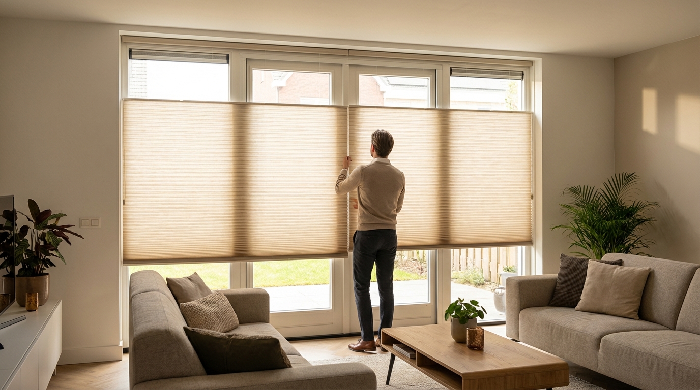 Raamdecoratie Dubbele plisse zijgeleiding