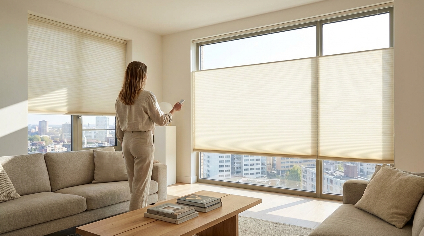 Raamdecoratie Duette shades elektrisch