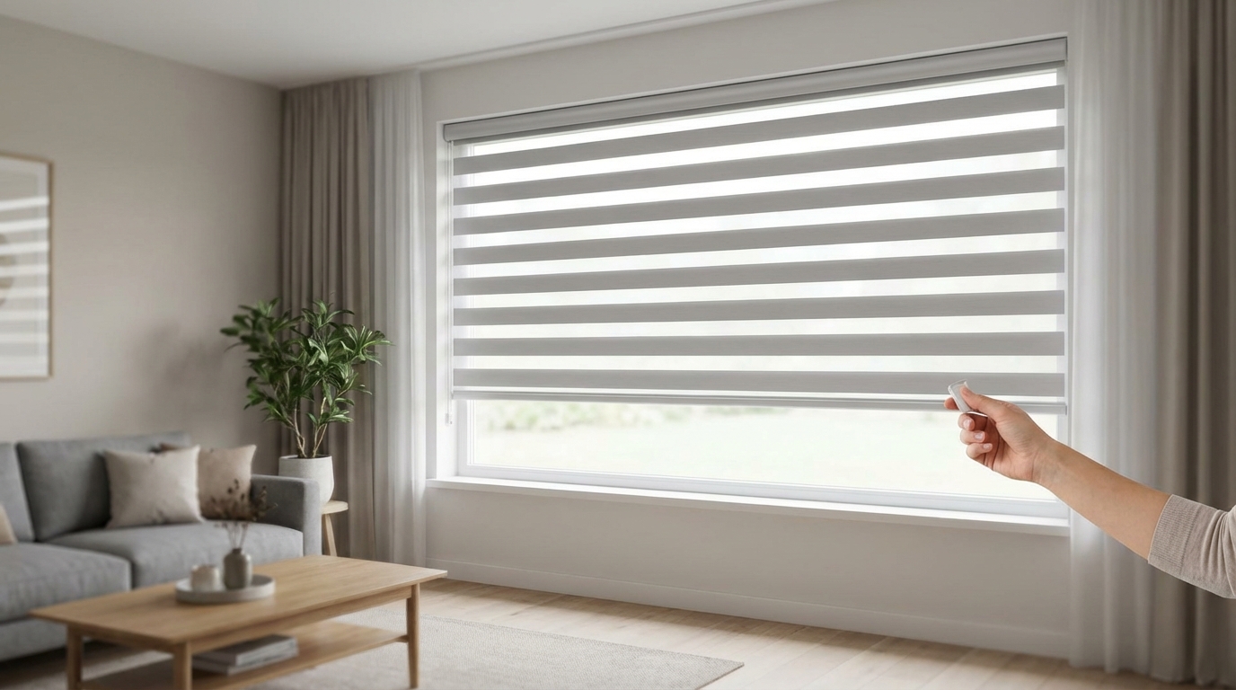Raamdecoratie Duo rolgordijnen kindveilig systeem