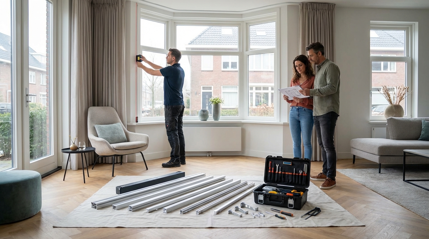 Raamdecoratie Gordijnen rails en montage pakket