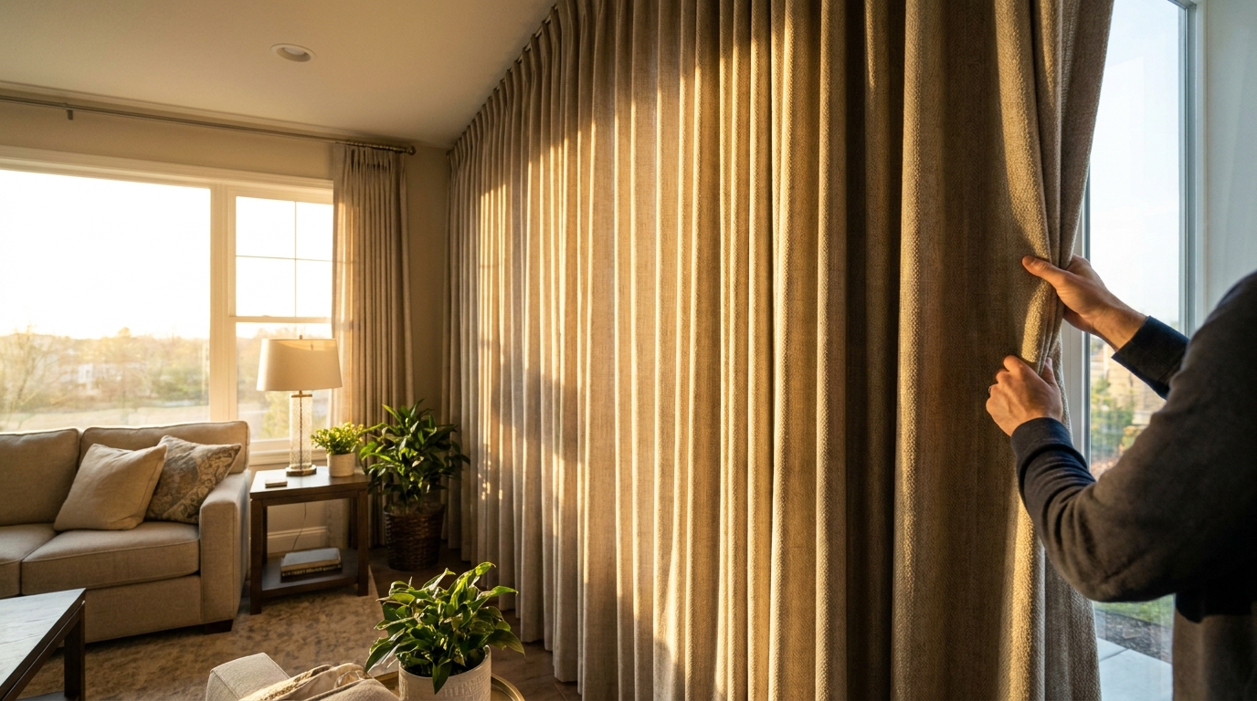 Raamdecoratie Hoe houd je warmte buiten met gordijnen in een kamer op het westen?