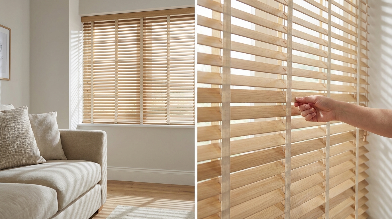 Raamdecoratie Houten jaloezieën 25mm