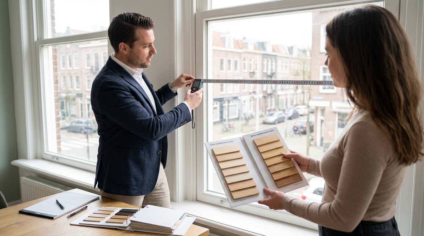 Raamdecoratie Houten jaloezieën 25mm op maat