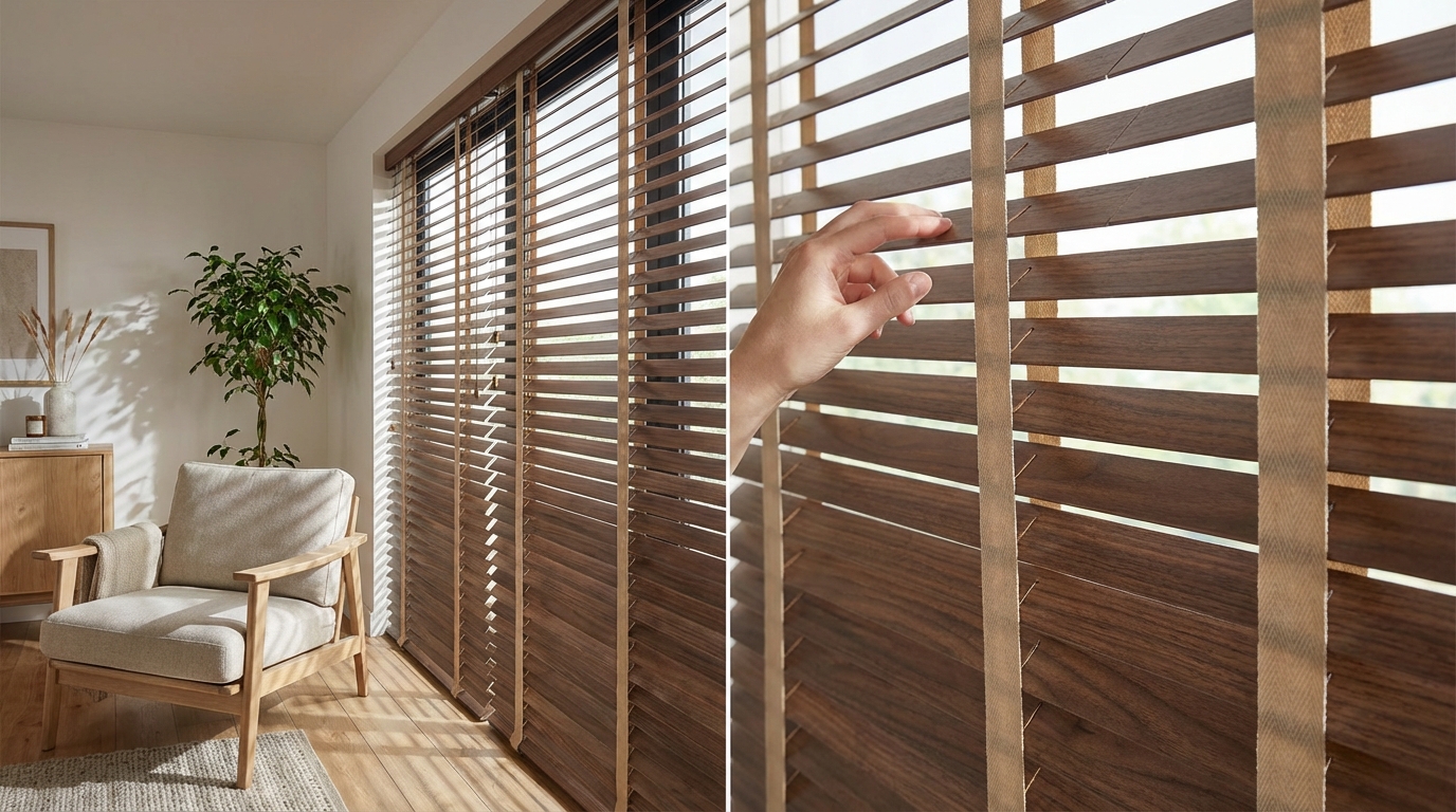 Raamdecoratie Houten jaloezieën 50mm